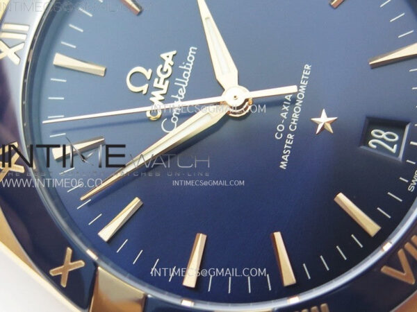 Constellation 41mm Blue Ceramic Bezel RG VSF 1:1 Best Edition Blue Dial on Blue Gummy Strap A8900 - Image 6