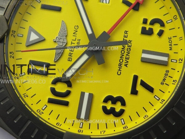 AVENGER V32395 45mm Ti DLC 1:1 Best Edition Yellow Dial on Nylon Strap A2824 - Image 7