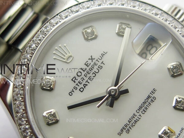 DateJust 31mm 72610 SS Crystals Bezel APSF Best Edition White MOP Dial Crystals Markers on Oyster Bracelet A2824 - Image 8