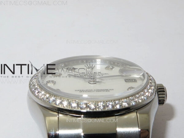 DateJust 31mm 72610 SS Crystals Bezel APSF Best Edition White MOP Dial Crystals Markers on Oyster Bracelet A2824 - Image 9