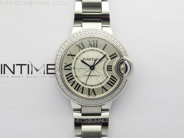 Ballon Bleu 33mm Diamonds Bezel SS K3F 1:1 Best Edition Ice Blue Dial on SS Bracelet A076 - Image 2