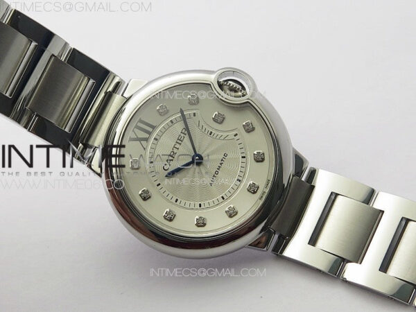 Ballon Bleu 36mm SS K3F 1:1 Best Edition White Textured Dia Markers Dial on SS Bracelet A076 - Image 2