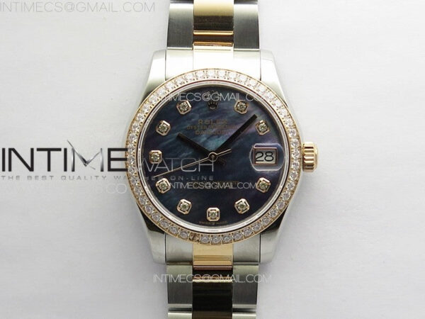 DateJust 31mm 72610 SS/Crystals Bezel APSF Best Edition Blue MOP Dial Crystals Markers on Oyster Bracelet A2824 - Image 2