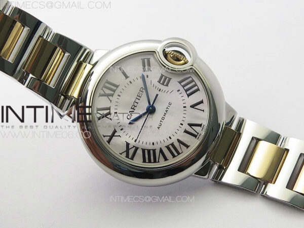 Ballon Bleu 33mm SS/RG K3F 1:1 Best Edition White MOP Dial on SS Bracelet A076 - Image 2