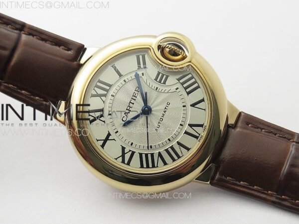 Ballon Bleu 33mm RG K3F 1:1 Best Edition White Textured Dial on Brown Leather Strap A076 - Image 2
