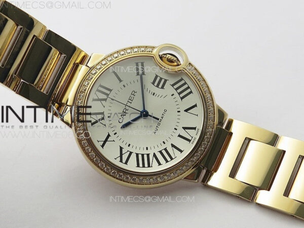 Ballon Bleu 36mm Diamonds Bezel RG K3F 1:1 Best Edition White Textured Dial on SS Bracelet A076 - Image 23