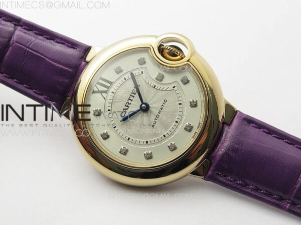 Ballon Bleu 33mm RG K3F 1:1 Best Edition White Textured Dial on Purple Leather Strap A076 - Image 2