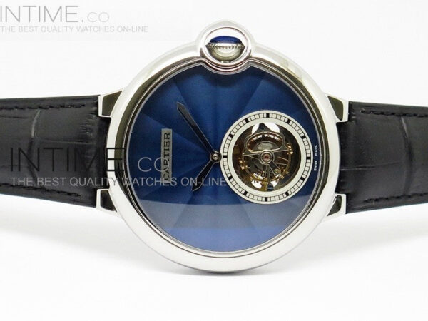 Ballon Bleu Tourbillon SS Blue Textured Dial on Black Leather Strap - Image 2