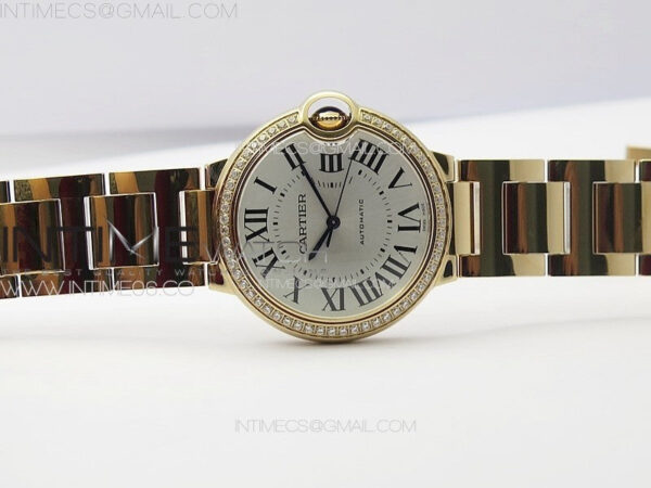 Ballon Bleu 36mm Diamonds Bezel RG K3F 1:1 Best Edition White Textured Dial on SS Bracelet A076 - Image 24