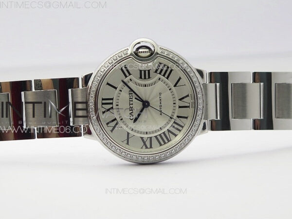Ballon Bleu 36mm Diamons Bezel SS K3F 1:1 Best Edition White Textured Dial on SS Bracelet A076 - Image 3