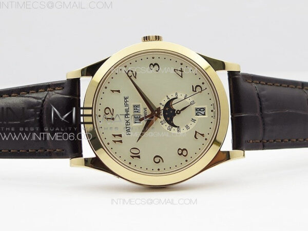 Annual Calendar Moonphase 5396 RG PPF 1:1 Best Edition Champagne Dial on Brown Leather Strap PPF324 - Image 3
