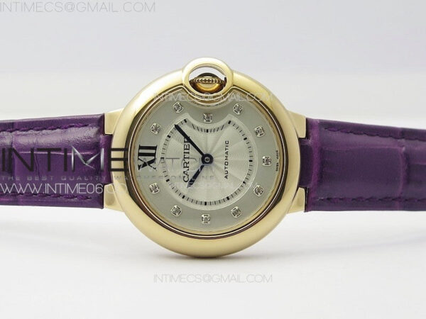 Ballon Bleu 33mm RG K3F 1:1 Best Edition White Textured Dial on Purple Leather Strap A076 - Image 3