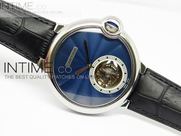 Ballon Bleu Tourbillon SS Blue Textured Dial on Black Leather Strap - Image 3