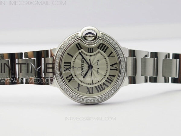 Ballon Bleu 33mm Diamonds Bezel SS K3F 1:1 Best Edition White Textured Dial on SS Bracelet A076 - Image 3