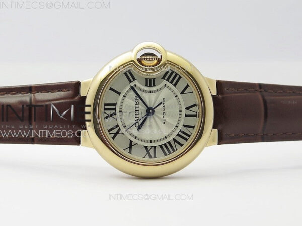 Ballon Bleu 33mm RG K3F 1:1 Best Edition White Textured Dial on Brown Leather Strap A076 - Image 3