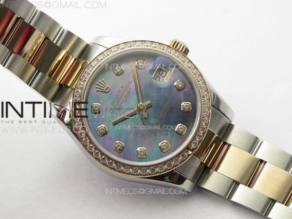 DateJust 31mm 72610 SS/Crystals Bezel APSF Best Edition Blue MOP Dial Crystals Markers on Oyster Bracelet A2824 - Image 3