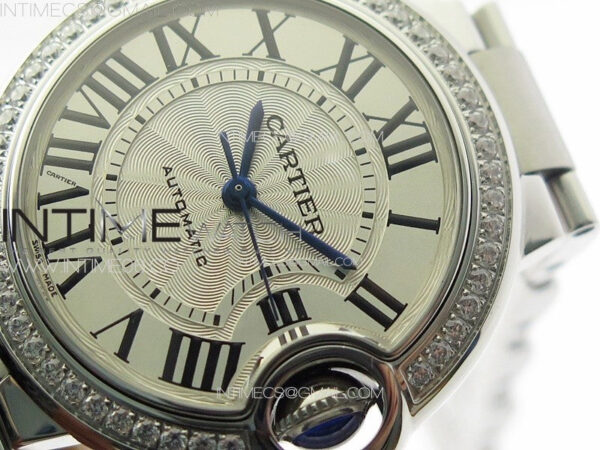 Ballon Bleu 33mm Diamonds Bezel SS K3F 1:1 Best Edition Ice Blue Dial on SS Bracelet A076 - Image 8