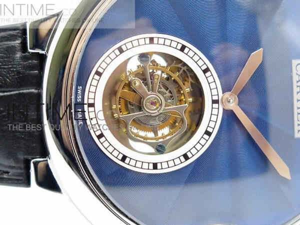Ballon Bleu Tourbillon SS Blue Textured Dial on Black Leather Strap - Image 4