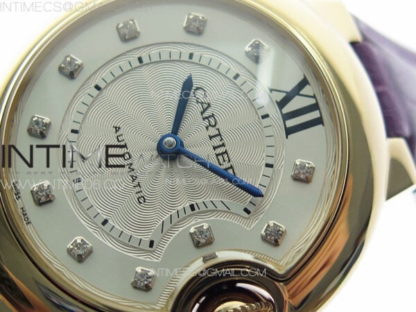 Ballon Bleu 33mm RG K3F 1:1 Best Edition White Textured Dial on Purple Leather Strap A076 - Image 4