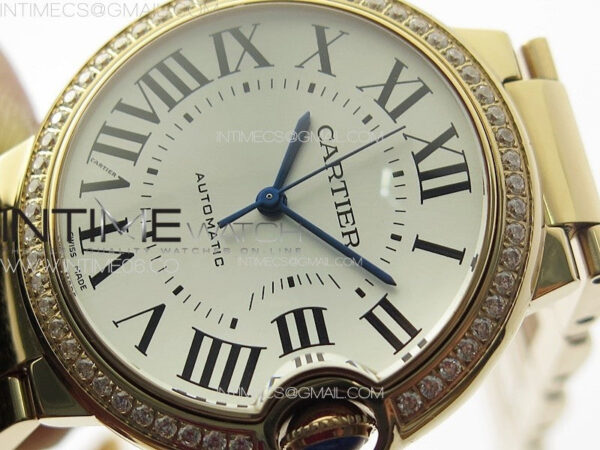 Ballon Bleu 36mm Diamonds Bezel RG K3F 1:1 Best Edition White Textured Dial on SS Bracelet A076 - Image 25