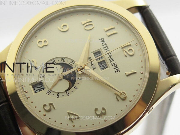 Annual Calendar Moonphase 5396 RG PPF 1:1 Best Edition Champagne Dial on Brown Leather Strap PPF324 - Image 4