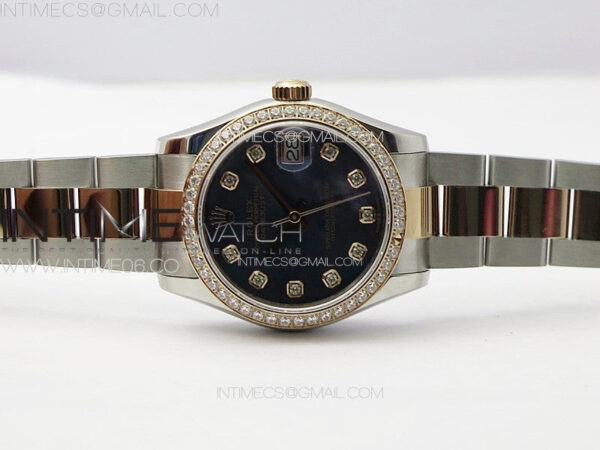 DateJust 31mm 72610 SS/Crystals Bezel APSF Best Edition Blue MOP Dial Crystals Markers on Oyster Bracelet A2824 - Image 4