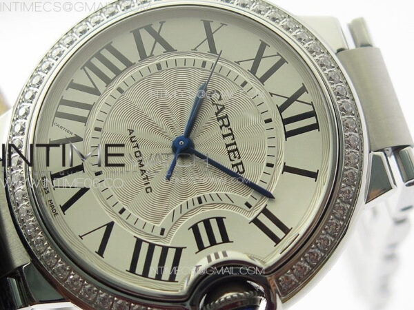 Ballon Bleu 36mm Diamons Bezel SS K3F 1:1 Best Edition White Textured Dial on SS Bracelet A076 - Image 4