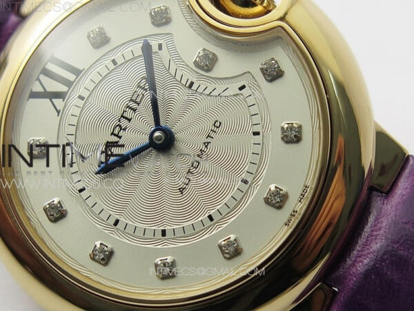 Ballon Bleu 33mm RG K3F 1:1 Best Edition White Textured Dial on Purple Leather Strap A076 - Image 5