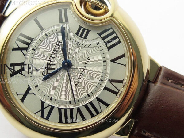 Ballon Bleu 33mm RG K3F 1:1 Best Edition White Textured Dial on Brown Leather Strap A076 - Image 5
