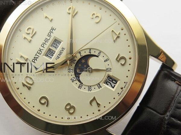 Annual Calendar Moonphase 5396 RG PPF 1:1 Best Edition Champagne Dial on Brown Leather Strap PPF324 - Image 5