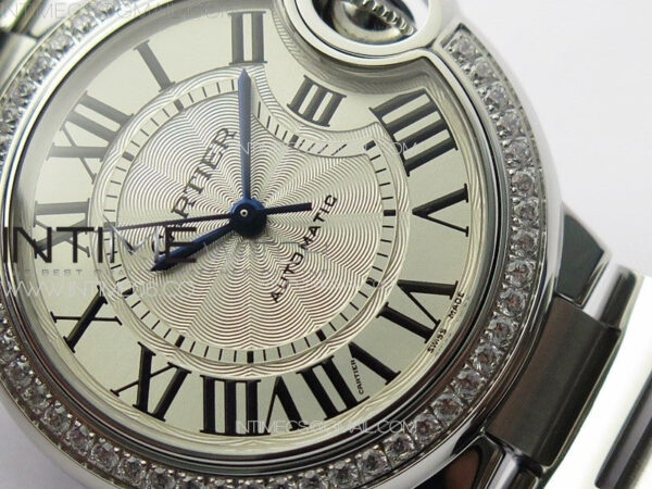 Ballon Bleu 33mm Diamonds Bezel SS K3F 1:1 Best Edition Ice Blue Dial on SS Bracelet A076 - Image 10