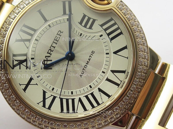 Ballon Bleu 36mm Double Diamonds Bezel RG K3F 1:1 Best Edition White Textured Dial on SS Bracelet A076 - Image 5