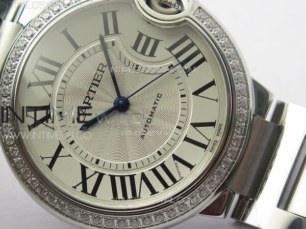 Ballon Bleu 36mm Diamons Bezel SS K3F 1:1 Best Edition White Textured Dial on SS Bracelet A076 - Image 5
