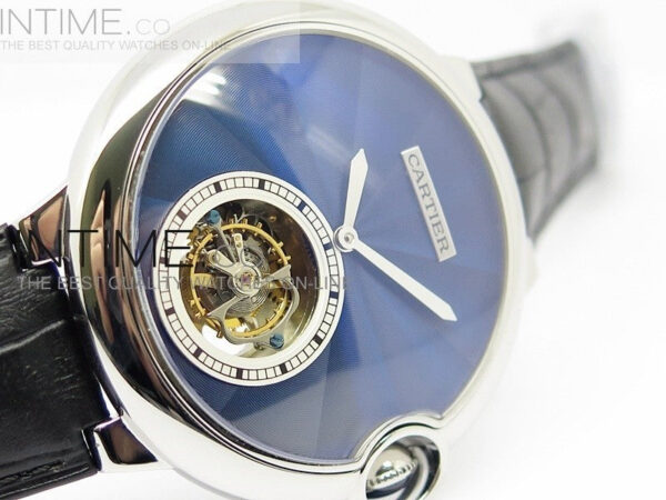 Ballon Bleu Tourbillon SS Blue Textured Dial on Black Leather Strap - Image 5