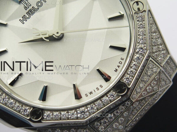 Classic Fusion Orlinski SS Full Real Diamonds B50F 1:1 Best Edition White Faceted Dial on Black Rubber Strap A2892 - Image 5