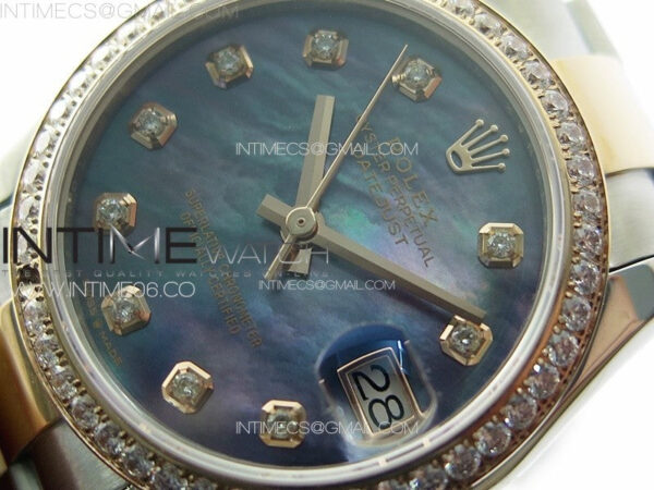 DateJust 31mm 72610 SS/Crystals Bezel APSF Best Edition Blue MOP Dial Crystals Markers on Oyster Bracelet A2824 - Image 5