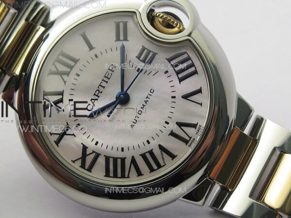 Ballon Bleu 33mm SS/RG K3F 1:1 Best Edition White MOP Dial on SS Bracelet A076 - Image 5