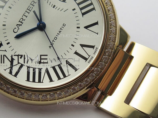 Ballon Bleu 36mm Diamonds Bezel RG K3F 1:1 Best Edition White Textured Dial on SS Bracelet A076 - Image 27