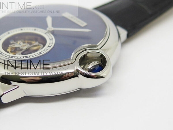 Ballon Bleu Tourbillon SS Blue Textured Dial on Black Leather Strap - Image 6
