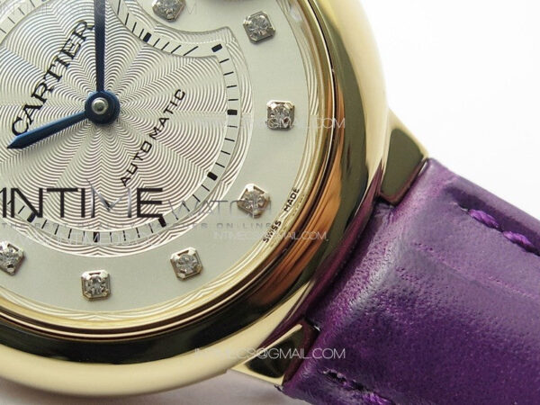Ballon Bleu 33mm RG K3F 1:1 Best Edition White Textured Dial on Purple Leather Strap A076 - Image 6