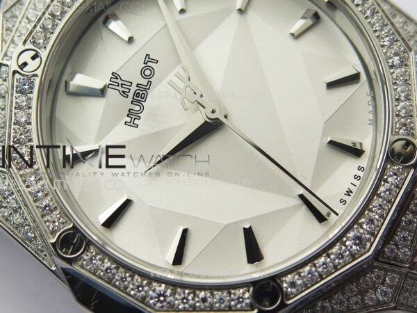 Classic Fusion Orlinski SS Full Real Diamonds B50F 1:1 Best Edition White Faceted Dial on Black Rubber Strap A2892 - Image 6