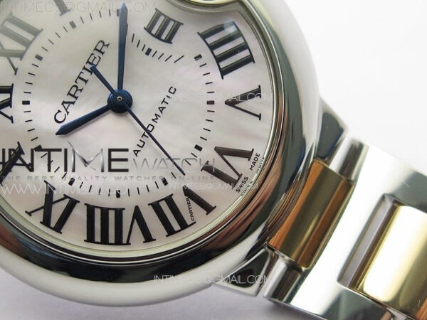 Ballon Bleu 33mm SS/RG K3F 1:1 Best Edition White MOP Dial on SS Bracelet A076 - Image 6