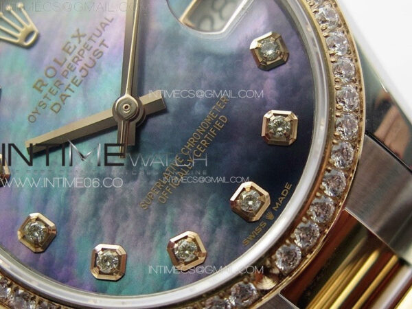 DateJust 31mm 72610 SS/Crystals Bezel APSF Best Edition Blue MOP Dial Crystals Markers on Oyster Bracelet A2824 - Image 6