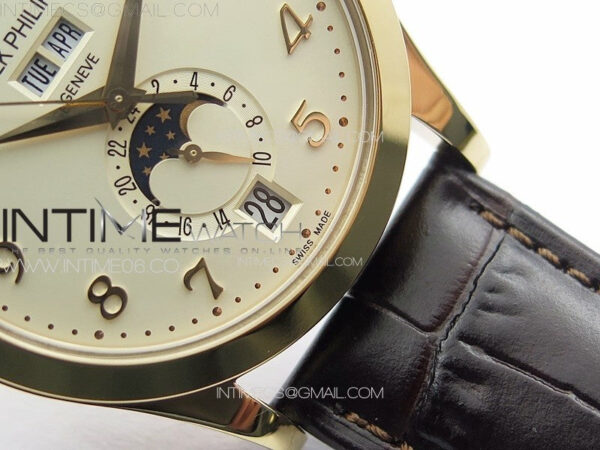 Annual Calendar Moonphase 5396 RG PPF 1:1 Best Edition Champagne Dial on Brown Leather Strap PPF324 - Image 6
