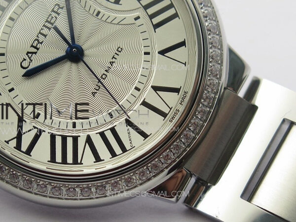 Ballon Bleu 36mm Diamons Bezel SS K3F 1:1 Best Edition White Textured Dial on SS Bracelet A076 - Image 6
