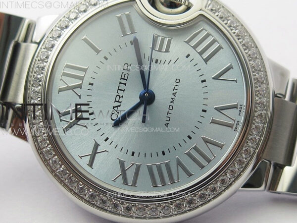 Ballon Bleu 33mm Diamonds Bezel SS K3F 1:1 Best Edition Ice Blue Dial on SS Bracelet A076 - Image 13