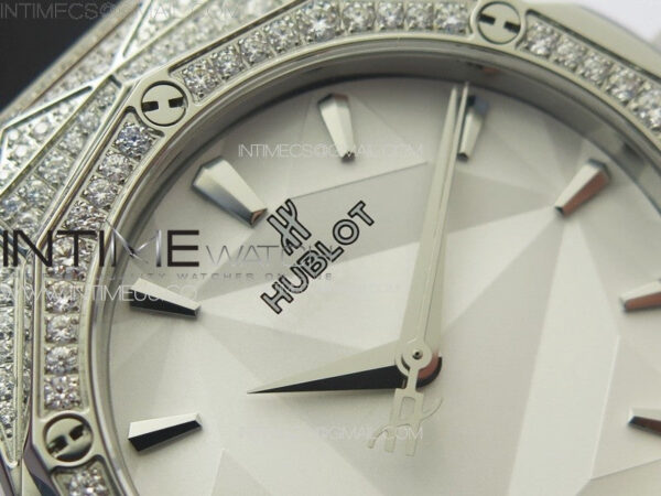 Classic Fusion Orlinski SS Full Real Diamonds B50F 1:1 Best Edition White Faceted Dial on Black Rubber Strap A2892 - Image 7
