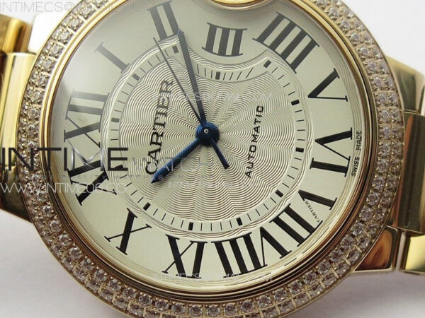 Ballon Bleu 36mm Double Diamonds Bezel RG K3F 1:1 Best Edition White Textured Dial on SS Bracelet A076 - Image 7