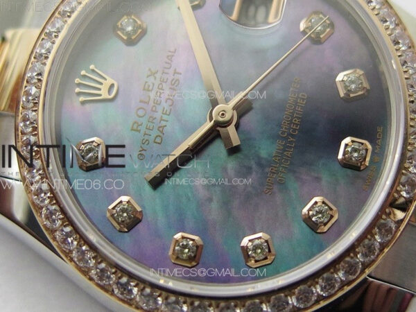 DateJust 31mm 72610 SS/Crystals Bezel APSF Best Edition Blue MOP Dial Crystals Markers on Oyster Bracelet A2824 - Image 7