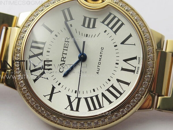 Ballon Bleu 36mm Diamonds Bezel RG K3F 1:1 Best Edition White Textured Dial on SS Bracelet A076 - Image 2